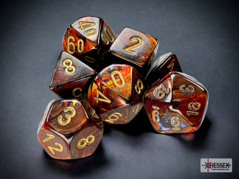 Scarab Mini-hedral Blue Blood/gold 7-Die Se