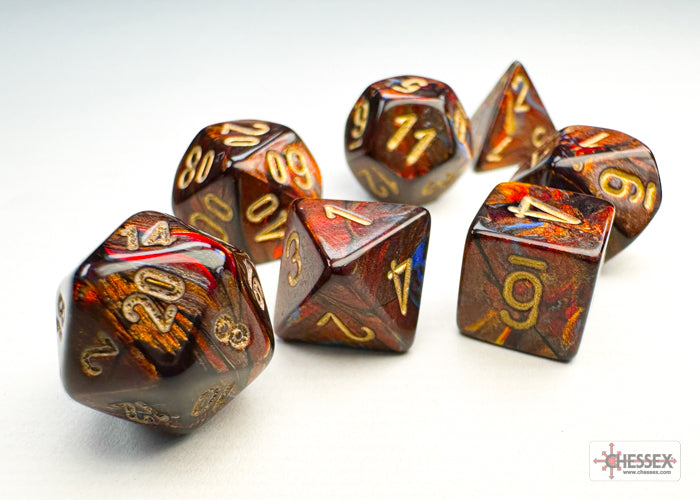 Scarab Mini-hedral Blue Blood/gold 7-Die Se