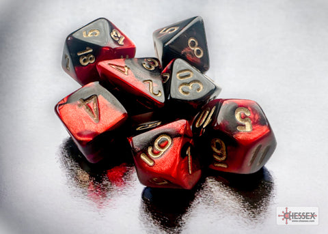 Gemini Mini-hedral Black-Red/gold 7-Die Set