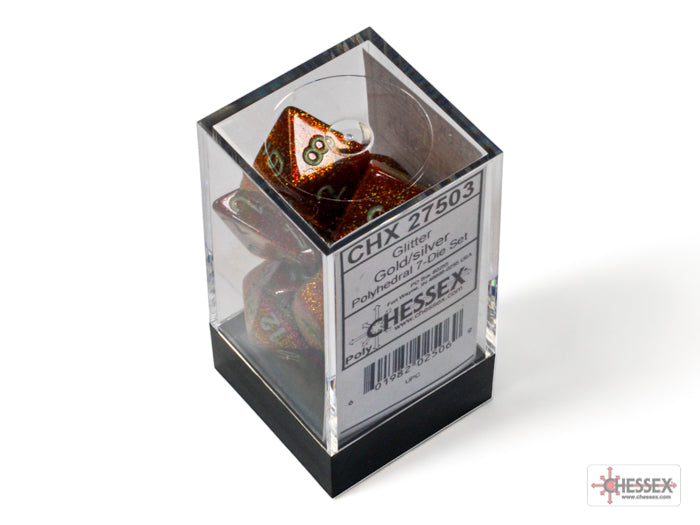 Glitter Gold/silver Polyhedral 7-Dice Set