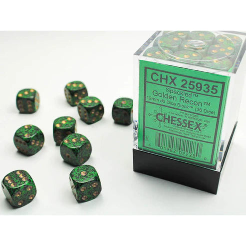12mm d6 Dice Block (36 Dice - Speckled: Gold Recon)