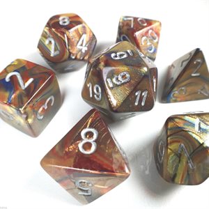 Lustrous Gold/silver Polyhedral 7-Dice Set