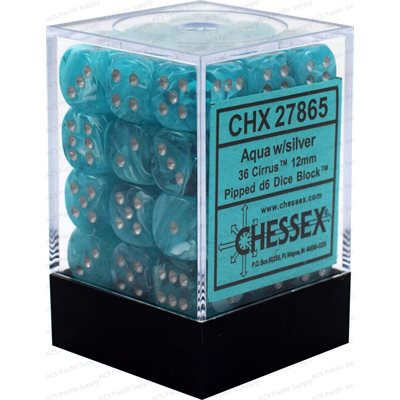 Dice: 36x D6: Cirrus: Aqua / Silver