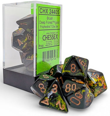Dice: 7 pc: Brush : Deep Forest / Gold