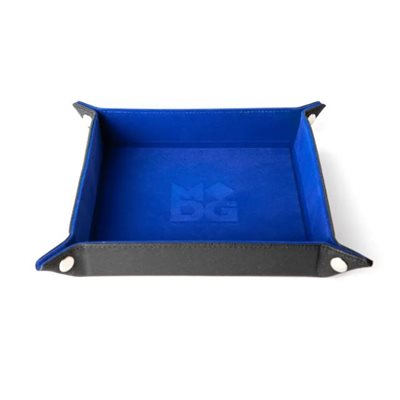 Dice Tray: Leather Backed Fold Up Dice Tray: Blue