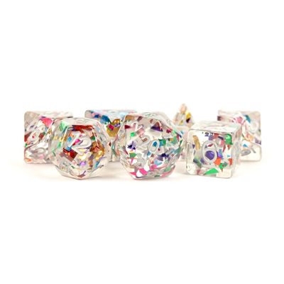 Dice: 7 pc: 16 mm: Resin: Rainbow Foil