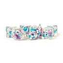 Dice: 7 pc: 16 mm: Resin: Pearl Gradient Purple / Teal / White with White Numbers