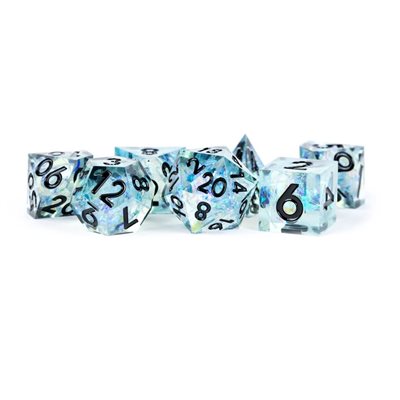 Dice: 7 pc: 16 mm: Hand Crafter Sharp Edge Resin: Captured Frost
