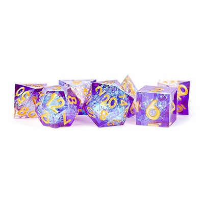 Dice: 7 pc: 16 mm: Hand Crafter Sharp Edge Resin: Royal Geode