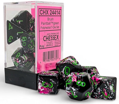 Dice: 7 pc: Brush : Paintball / Green