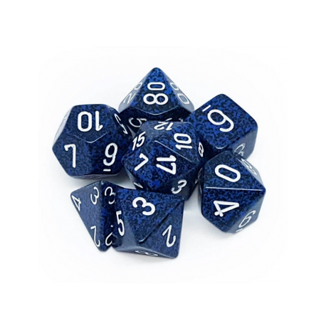 CHESSEX POLYHEDRAL SPECKLED 7-DIE SET STEALTH