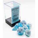 Chessex Polyhedral Gemini 7-Die Set in Turquoise-White with Blue Luminary