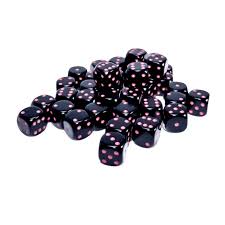 Dice: 36x D6: 12 mm: Opaque: Black / Pink