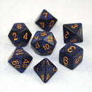 CHESSEX POLYHEDRAL SPECKLED 7-DIE GOLDEN COBALT