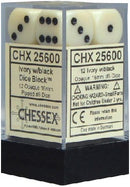 OPAQUE 12D6 IVORY/BLACK -Chessex