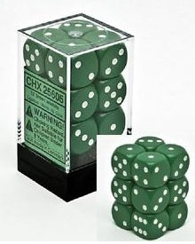 OPAQUE 12D6 GREEN/WHITE -Chessex